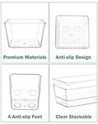 30Pcs Clear Plastic Drawer Organizers Set, 4size makeup drawer organizer trays for vanity,desk,bathroom,office,nightstand,gadgets for kitchen drawer, Versatile drawer divider storage bins - size: 30P