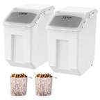 VEVOR Ingredient Storage Bin, 2 x 15L Dispenser Bin with 2 Measuring Cups, Attachable Casters and Airtight Lid, 2 Pcs/Set Dog Pet Food Storage Container, PP Material Kitchen Rice Cereal Flour Bin - size: 3.5 Gallon*2