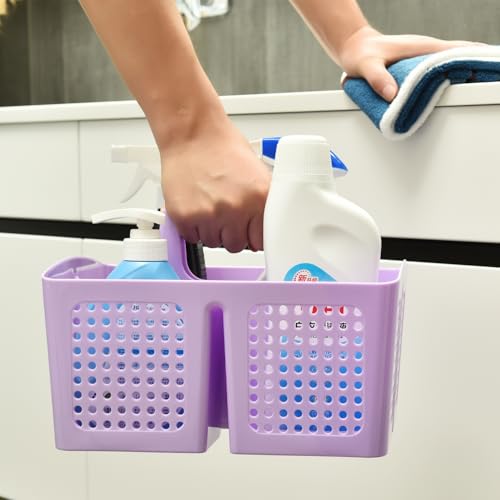 Portable Shower Caddy Basket with Compartments, Plastic Divided Cleaning Caddy Organizer Storage Tote with Handle for Bathroom, College, Dorm Room Essentials, Purple - color: Purple