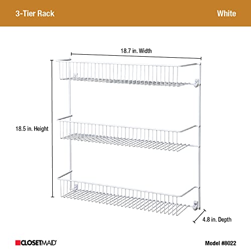 ClosetMaid 3-Tier Hanging Wall Mounted Metal Rack for Spices, Shelf Storage, Pantry Organization, Laundry, Kitchen, Bathroom, White, 8022 (Pack of 2) - size: 18-Inch Wide (Pack of 2), style: 3-Tier