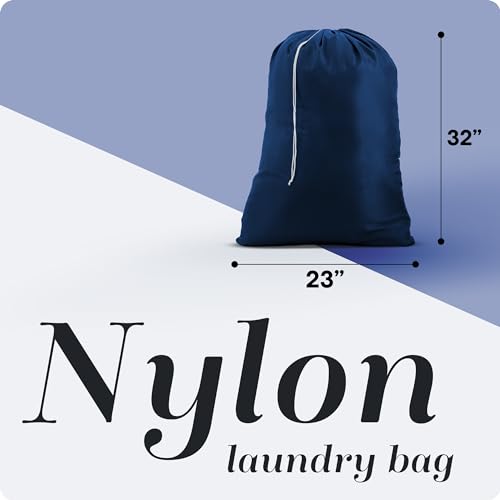 Handy Laundry Heavy Duty Nylon Laundry Bag, 22 x 32 Inch, Durable Drawstring Closure, Machine Washable, Hamper Liner or Storage Bag, Navy Blue - color: Navy Blue, size: 22" x 32"