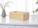 Rattan Storage Basket Wooden Box Wooden Storage Bins Rustic Boho Farmhouse Home Decor Tabletop Desk Shelf Organizer (Original)