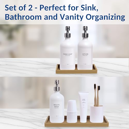 Spacewiser Countertop and Vanity Tray - 2 PC (11” and 7”) Shatterproof Silicone Kitchen and Bathroom Trays for Counter, Kitchen Soap Dispenser Tray, Vanity Trays for Bathroom, Perfume Key Tray - color: Latte Tan, size: Set‐ 1 Small + 1 Large