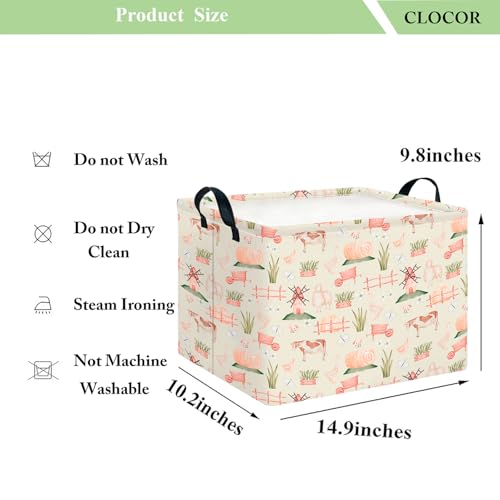 CLOCOR Rectangular Storage Basket,Collapsible Cute Pattern Storage Bin,Waterproof Books Box with Handles,Gift Basket(Farm) - color: Farm