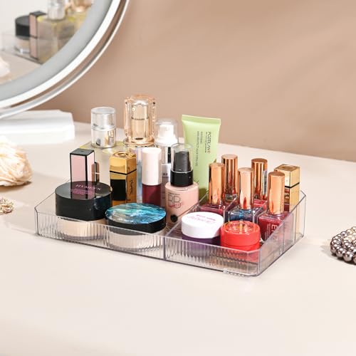 ZHIAI stackable storage drawers, acrylic storage rack, cosmetics and beauty products organizer, suitable for makeup room, bathroom, pantry, home bedroom storage - color: 1 storage top