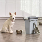 IRIS USA Dog Food Storage Container, Airtight Lid, 2-Cup Scoop, Up to 13 Pounds Pet Food Storage, Versatile Pet Food Bin, Treats, BPA Free, Gray/Dark Gray - color: Dark Gray
