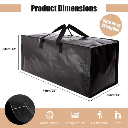 NATURELUX Heavy Duty Moving Bags with Backpack Straps and Strong Handles, Alternative to Moving Boxes and Storage Totes for Dorm Room Essentials, 12 Pack, Black - color: Black, size: 93 L - 12 pcs - Backpack