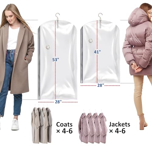 Hanging Vacuum Storage Bags, 4 Pack Hanging Storage Bags for Clothes With Electric Pump, Vacuum Sealed for Suits, Dress, Jackets (2 Long, 2 Short) - size: 4-Combo-Epump