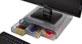 Mind Reader Perch Monitor Stand Desk Organizer, Silver Metal Mesh - size: 13.25"L x 12.5"W x 3"H