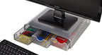 Mind Reader Perch Monitor Stand Desk Organizer, Silver Metal Mesh - size: 13.25"L x 12.5"W x 3"H