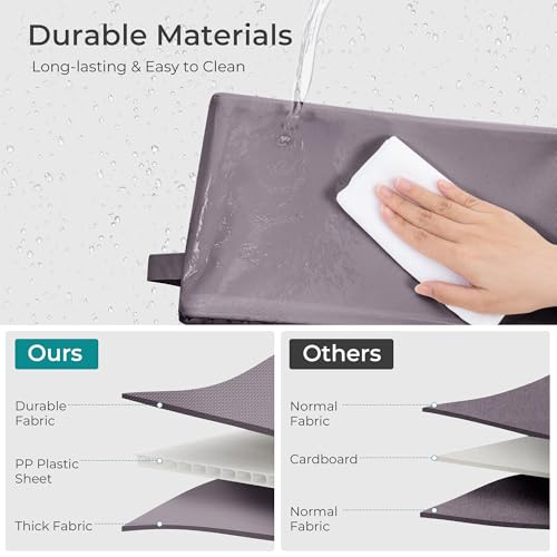 Storage Basket Bins with Metal Frame, Large Collapsible Fabric Storage Baskets for Organizing Shelf, Basket Organizer W/Handles for Blankets, Towels, Laundry, Shelves, 3-Pack, Gray - color: Gray, size: 3 PACK