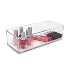 Isaac Jacobs Clear Acrylic Rectangular Stackable Storage Organizer, (9"L x 3.5"W x 2.5"H) Drawer Tray without Lid, Open-Top Organizer, Multi-Functional, Bathroom, Kitchen, Home, Office, Desk, Drawers