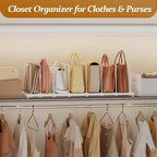 Dmevkic Extendable Purse Organizers Purse Storage. Length 15-27inch. Bag Organizer Purse Holder for Closet with 8 Adjustable Shelf Dividers（White） - size: Range (15–27")