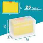 H4D Index Card Holder 4x6 Inches with 25 Plastic Dividers, Clear - color: Clear, size: 4x6 inch