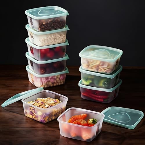 LivLab Mker 20 PCS Food Storage Containers with Lids - Reusable Meal Prep Containers Bpa-Free Freezer Lunch Boxes for Leftovers, Snack, Fruits, Salad - 10Sets | 20 fl oz | 2.5 Cups - size: 10-Pack-17 floz