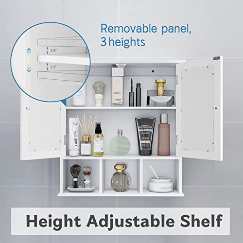 TaoHFE White Bathroom Wall Cabinet with 2 Door Adjustable Shelves,Over The Toilet Storage White Wall Mounted Medicine Cabinets for Bathroom Laundry Room Kitchen - color: White