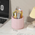 Anyoifax 360° Rotating Pen Holder 7 Slots Desk Organizer Removable Pencil Cup Plastic Art Supplies and Accessories Desktop Storage Box Caddy for Office, School, Home (Pink) - style: Stripe Pink