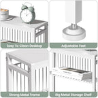 End Table for Small Space, 3-Tier Narrow Side Table with Magazine Holder,Small Nightstand, Skinny Snack Couch Table in Living Room, Bedroom Study and Balcony (White) - color: White