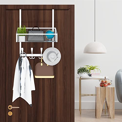 Kaiferty Over The Door Hooks Organizer, Coat Rack Over The Door Storage Hanger Towel Rack, Back of Door Storage Organizer for Bathroom,Bedroom,Kitchen,Office (White, 2-Tier) - color: White, size: 2-Tier