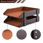 Leather Desk Organizer,2-Tier Stackable Letter Tray Holder,Office Supplies Desktop Storage Box for Document,Stationery,Magazines,Newspapers,Letters and Other Home Office Paper Sundries,Coffee - color: Coffee