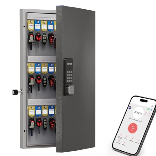 WeHere 48-Key Smart Key Lock Box Wall Mount – Commercial Key Cabinet with App, Keypad, Bluetooth & WiFi Unlock (Sold Separately), Access Log Tracking, Key Management System for School, Rental, Office - size: 48 Key Box (Smart)