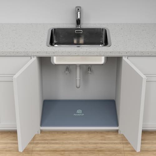 Under Sink Mat, 25" x 22" Silicone Kitchen Cabinet Tray, Waterproof & Flexible Under Sink Liner for Kitchen Bathroom and Laundry Room - size: 22"W x 25"L