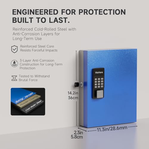 32-Key Smart Key Lock Box Wall Mount – Commercial Key Cabinet with App, Keypad, Bluetooth & WiFi Unlock (Sold Separately), Access Log Tracking, Key Management System for School, Office - size: 32 keys (Smart)