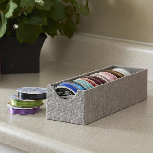 Household Essentials Grey 725-1 Deep Drawer Organizer Box for Storage | 12 in x 4 in x 3.13, Silver