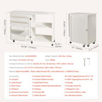 VEVOR Folding Sewing Table, Multipurpose Sewing Machine Table with Compact Design, Wheels, Shelves, Storage Trays, Wooden Pegs, and Magnetic Doors, Sewing Desk Cabinet for Sewing Machine, White - size: White w/o Cabinet