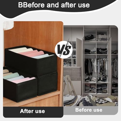 1 Pcs Drawer Organizer Storage Box for Underwear Socks Closet Divider for Wardrobe Dresser Vanity Space Saving Use(6-Grid Black) - color: Black-3, size: Small