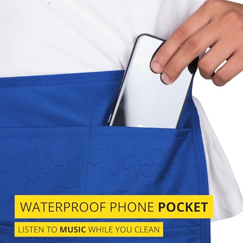 5-Pocket Waterproof Professional Cleaning Apron. Made for Pro Cleaners. Like a Cleaning Caddy Around Your Waist - color: Royal Blue, style: Small