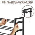 3-Tier Expandable Shoe Rack, Adjustable Shoe Shelf Storage Organizer Heavy Duty Metal Free Standing Shoe Rack for Entryway Closet Doorway (Black) - size: 3 Tier