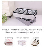 AARAINBOW 2 Packs Foldable Under Bed Clothes Organizer with Lids, Underbed Storage Container with Adjustable Dividers, UnderBed Storage Bins with Handles and Clear Window (Gray+Light Gray) - color: Gray+Light Gray