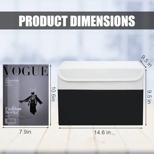 Bagnizer Large 22 Quart Linen Fabric Foldable Storage Bin Cube Organizer Basket with Flip-Top Lid & Handles, Clothes Blanket Box for Home, Office, Closet, Black & White, 4 Pack 14.6 x 9.5 x 9.5 - color: Black & White, size: Medium - 4 Pack