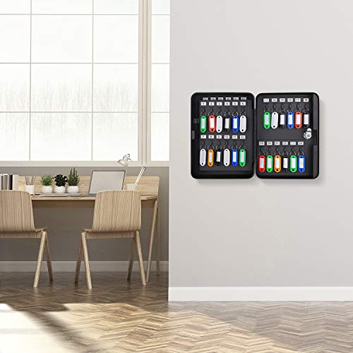 Amazon Basics Locking Steel Security Cabinet Key Lock Box with 48 Key Hooks, Key Storage, 2.8"D x 7"W x 9.8"H, Black - color: Black, size: 2.8"D x 7"W x 9.8"H