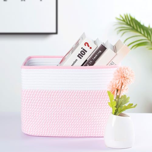 MINTWOOD Design 3-Pack Storage Baskets for Shelves, Decorative Baskets for Organizing, Woven Baskets for Storage, Book Basket, Cube Organizer, Cube Storage Bin Box, Closet Organizers, Light Pink - color: Light Pink