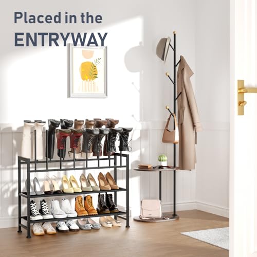 DIMJ Boot Rack 4-Tier - Black Metal Boot Storage Rack for Tall Boots Organizer Tall Boots, Multiuse Shoe Rack for Boots, Sneakers, High-Heel, Entryway, Fits 8 Pairs - size: 4 Tier - 8 Pairs