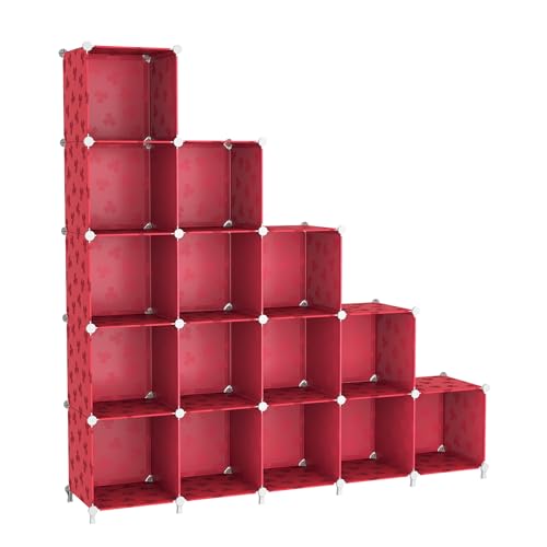 UNKU Cube Storage Organizer, 16 Cube Closet Organizer Storage Shelves, DIY Stackable Bookcase, Clothes Organizer Shelf for Closet, Bedroom, Living Room, Cabinet, Home, Office, Red - color: Green, size: 15cube
