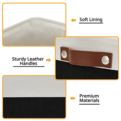 DULLEMELO Small Storage Bin, Collapsible Rectangular Fabric Basket for Organizing, Shelves, Closets, Nursery, Home, Office, Empty Gift Basket (White&Black) - color: White&Black, size: Small-11.8"x7.9"x5.1"