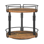 HOOBRO Lazy Susan Organizer Spice Rack, 2-Tier Height Adjustable Rotating Spice Organizer, for Kitchen Countertop and Cabinet, Rustic Brown BF05TL01 - color: Rustic Brown + Black