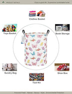 Round Waterproof Laundry Basket,Foldable Storage Basket,Laundry Hampers With Handle,Gift Basket,Suitable for Children's Room and Toy Storage (Butterfly) - color: Butterfly