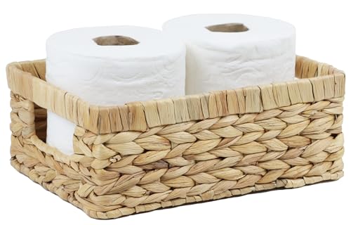 Wicker Baskets, Baskets for Organizing, Rattan Woven Basket for Storage, Organizer Bins with Built-in Handles, Storage Basket for Shelves (Water Hyacinth, Small) - color: Water Hyacinth