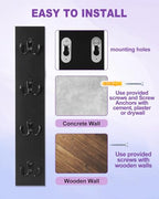 UCEC Vertical Key Holder Wall Mount – Solid Wood Key Rack with Hooks, Space-Saving Organizer for Entryway, Garage & RV – Easy Install, Wall Hooks for Hanging, Black - color: Black