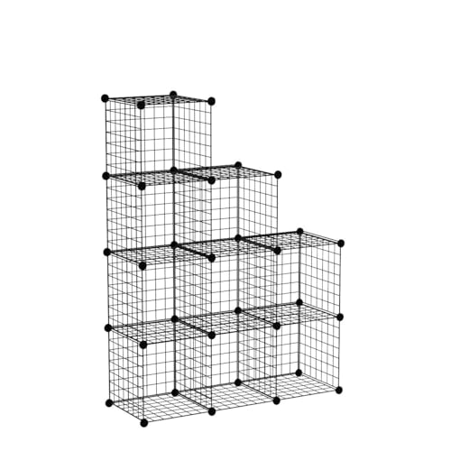 C&AHOME Wire Cube Storage - 9-Cube Organizer, Metal Grids, Modular Bookshelf, Closet Cabinet, Ideal for Home, Living Room, Office - 36.6'L x 12.4'W x 48.4'H Black - color: Black, size: 9 Cube