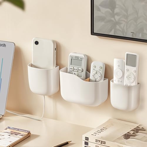 Wall Mount Remote Control Holder, Adhesive Phone Charging Holder, Universal TV Remote Organizer, Controller Storage Organizer Box with Adjustable Divider for Phone,Room, Bedside, Office (S*2&L*1) - color: S*2+L*1