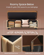 VASAGLE EKHO Collection - Storage Ottoman Bench, Entryway Bedroom Bench, 25 Gallons, Synthetic Leather with Stitching, Mid-Century Modern, Safety Hinges, Loads 660 lb, Caramel Brown ULOM075K01 - color: Caramel Brown, style: 25-Gallon Storage Bench