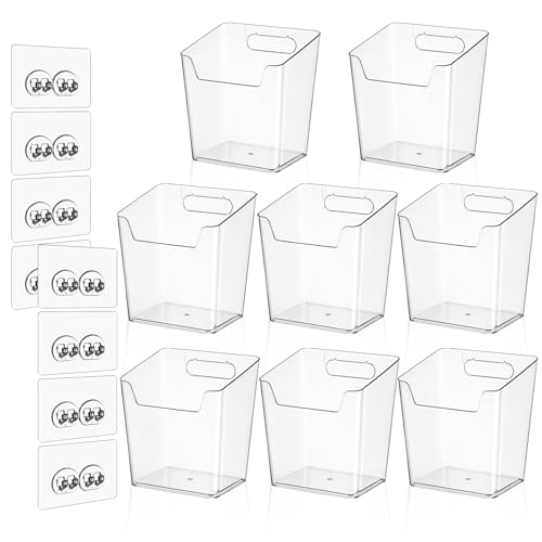 8-Pack Cabinet Door Organizer Adhesive, Hanging Storage Bins, Stick on Small Wall Basket, Makeup Organizer Caddy, Under Inside Cabinet Storage Container for Kitchen, Bathroom Organizer, Office, Dorm - color: 8 Pack, size: Medium