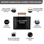 Calindiana Modern Farmhouse Metal Laundry Pods Holder with Lid - Space Saving Organization, Holds 81 Pods, Black - color: Black