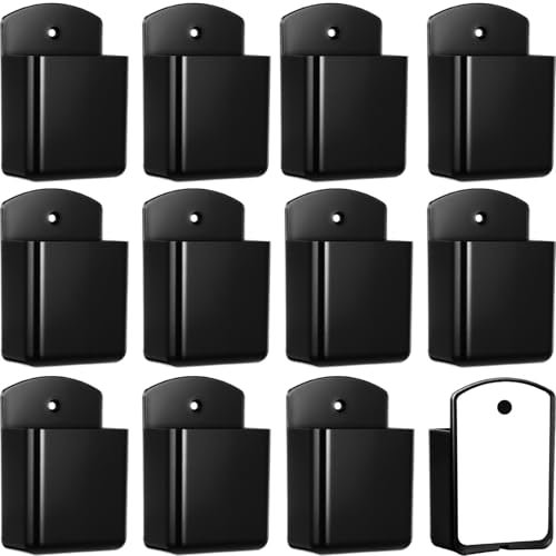 Leinuosen 12 Pcs Remote Control Holder Wall Mount Self Adhesive TV Controller Holder Black TV Remote Organizer Wall Pen Organizer for Home Office School Storage Accessories - color: Black