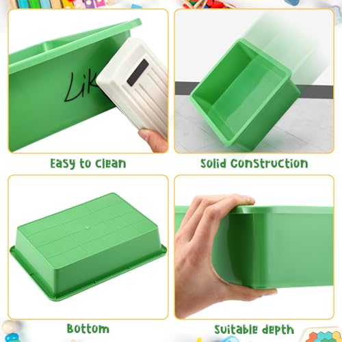 Hoteam 10 Pcs Flat Storage Organizer Tray Bin Paper Tray for Classroom Plastic Stackable File Organizer for School Office Teacher Book Organization(Green,13.78 x 9.84 x 3.15 Inch) - color: Green, size: 13.78 x 9.84 x 3.15 Inch